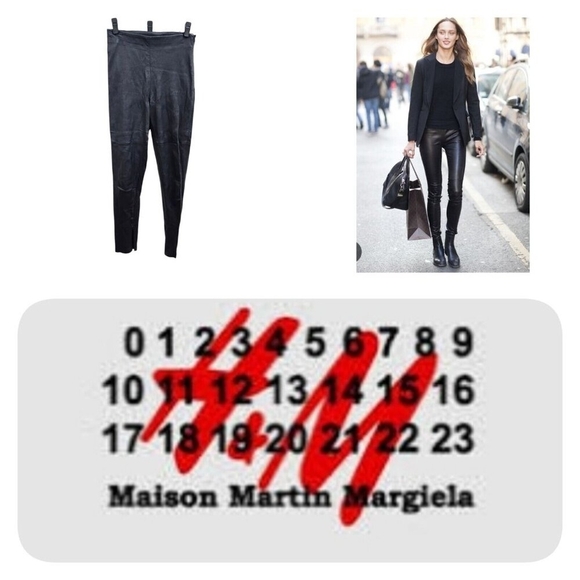 Maison Martin Margiela x H&M BLACK LEATHER LEGGINGS PANTS Size XS - Picture 1 of 16
